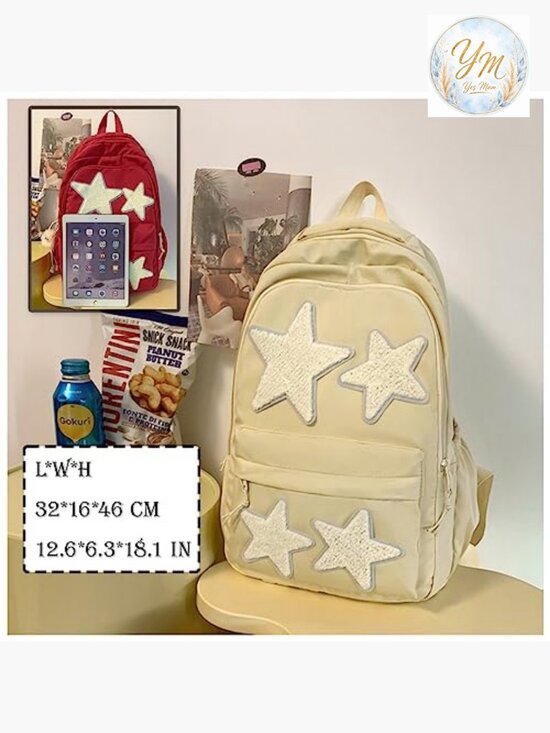 Y2K Backpack with Cute Accessories Emo Star Print Daypack Laptop Compartment main image 6